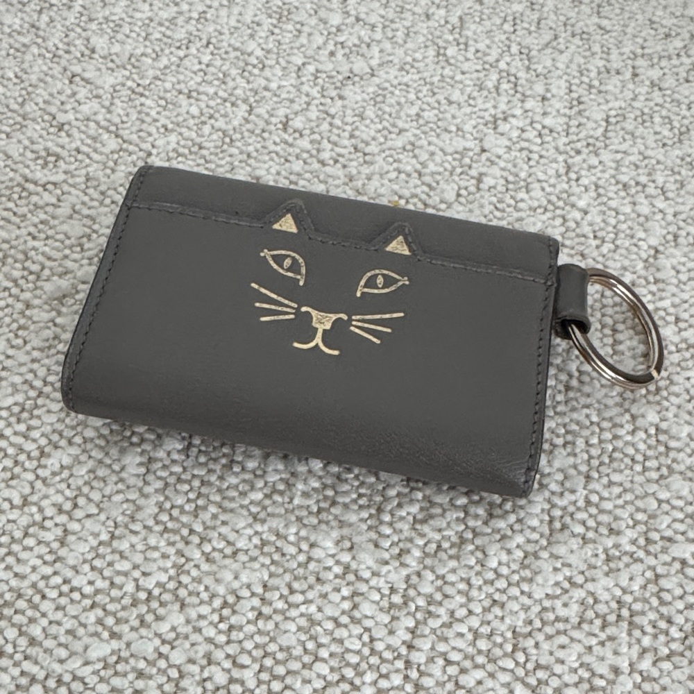 Charlotte Olympia Gray Cat Face Card Holder